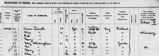 Canada 1904 ship passenger list